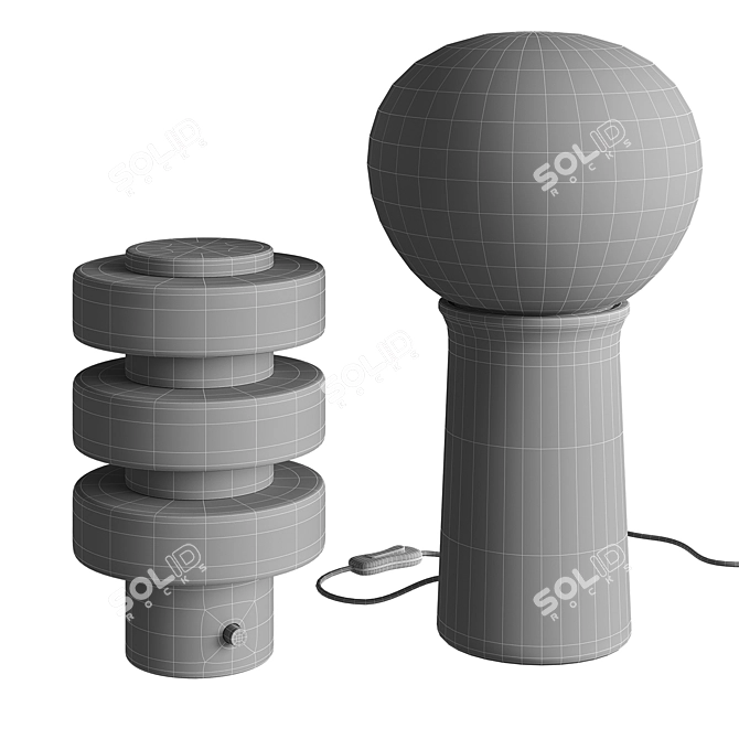 Mercury Travertine Table Lamp Set 3D model image 4