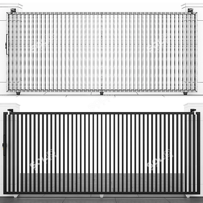 Stainless Steel Slider Gate - Black 3D model image 3