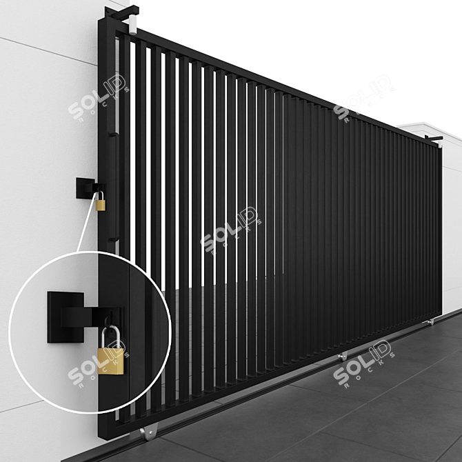 Stainless Steel Slider Gate - Black 3D model image 6