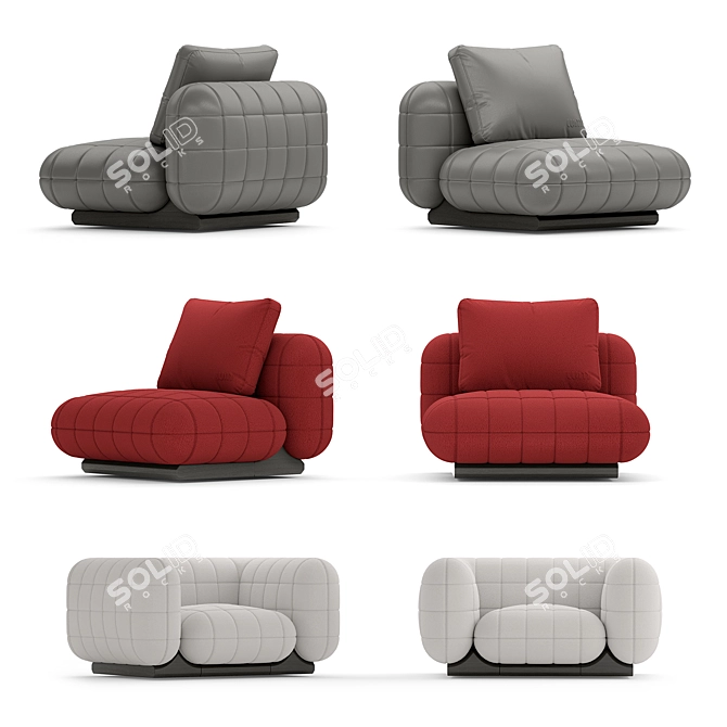 Ergonomic LUM Tetris Lounge Chair 3D model image 5