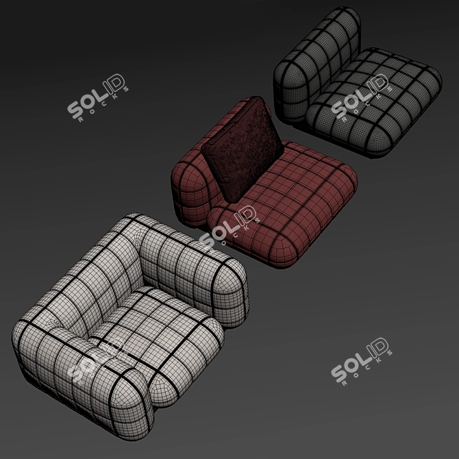 Ergonomic LUM Tetris Lounge Chair 3D model image 6