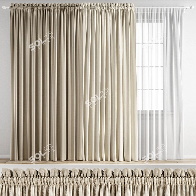 Polygonal Curtain 3D Model Kit 3D model image 1