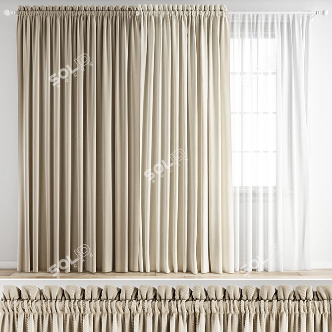 Polygonal Curtain 3D Model Kit 3D model image 5