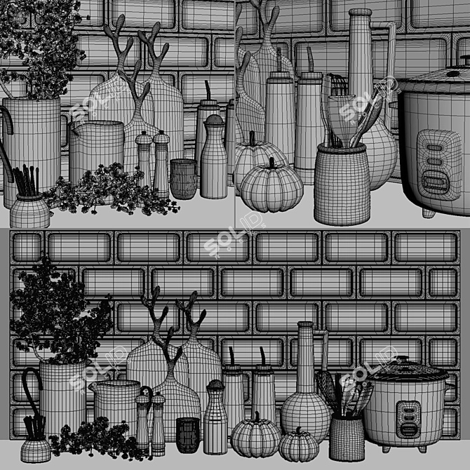 21-Piece Kitchen Xform Parts 3D model image 5