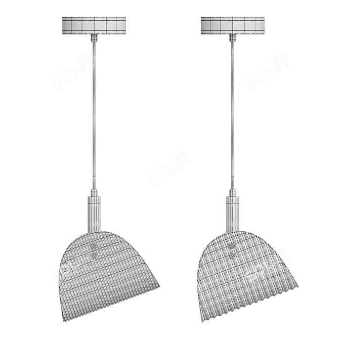 Curved Glass LED Pendant Lamp 3D model image 5