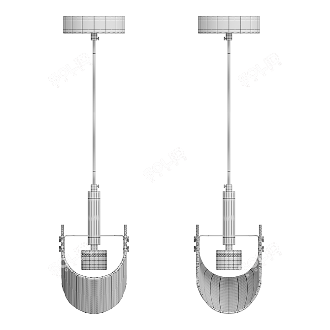 Curved Glass LED Pendant Lamp 3D model image 6