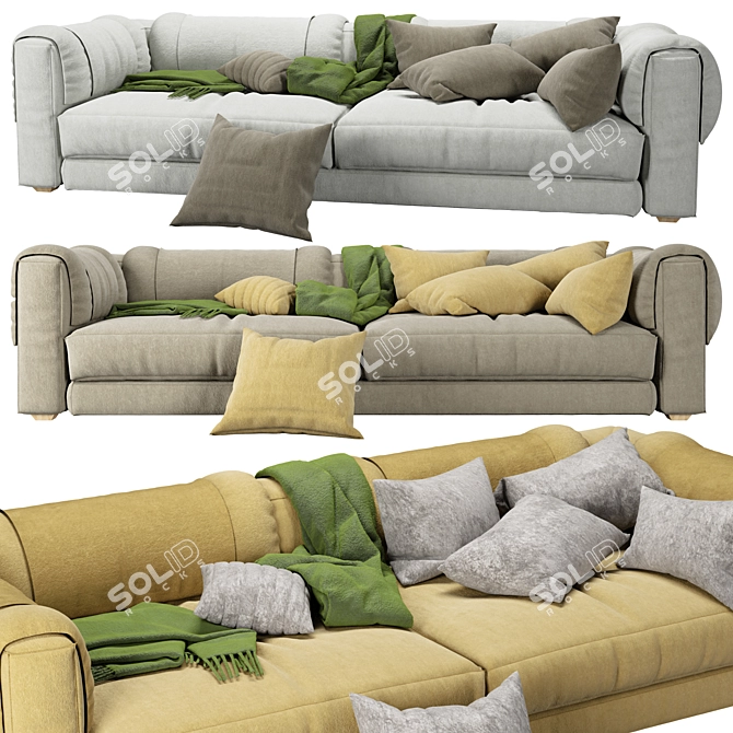 Customizeable Fabric Sofa Solution 3D model image 4