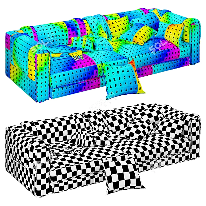 Customizeable Fabric Sofa Solution 3D model image 3