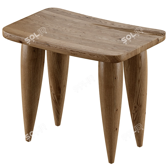  Versatile Oak Outdoor Stool 3D model image 2