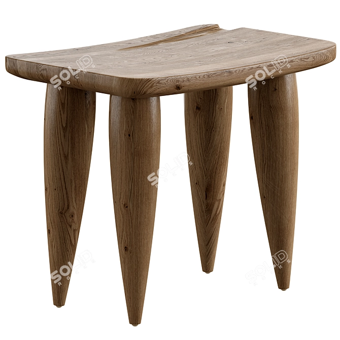  Versatile Oak Outdoor Stool 3D model image 3