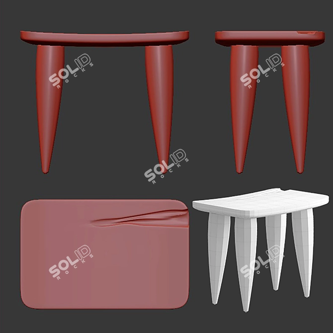  Versatile Oak Outdoor Stool 3D model image 6