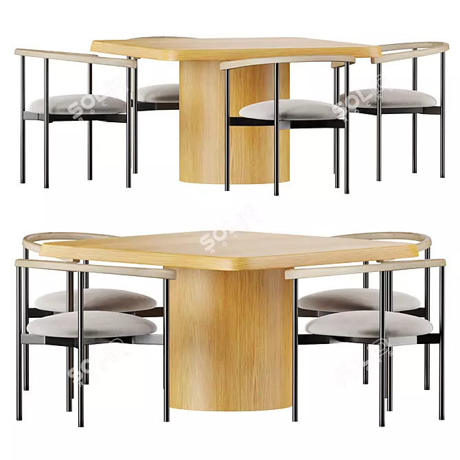 Modern Dining Set by Insideweather 3D model image 1