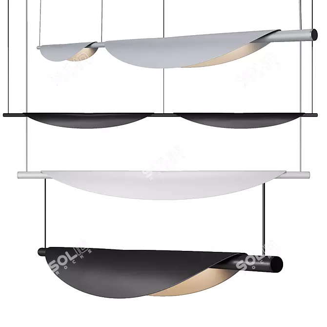 Sleek Linear LED Pendant Light 3D model image 2