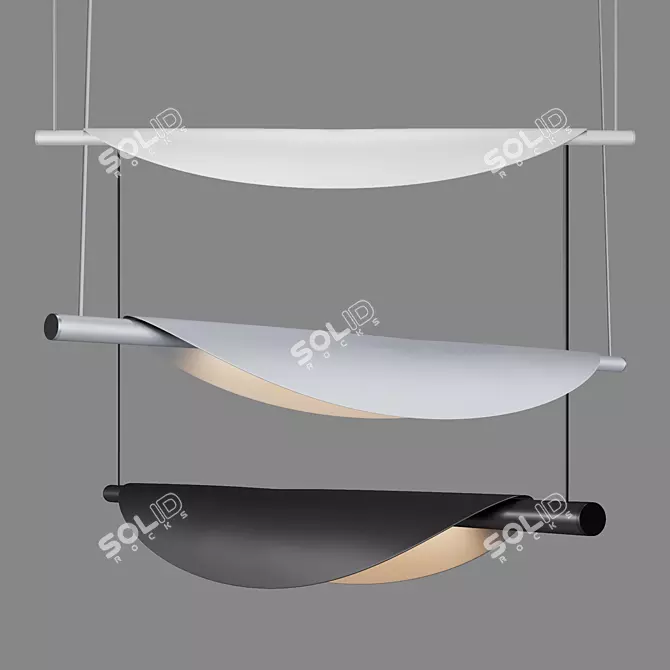 Sleek Linear LED Pendant Light 3D model image 3