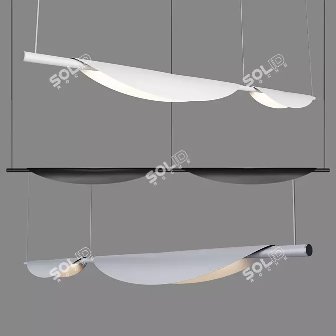 Sleek Linear LED Pendant Light 3D model image 4