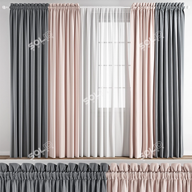 Polygonal Curtain Model Set 3D model image 1