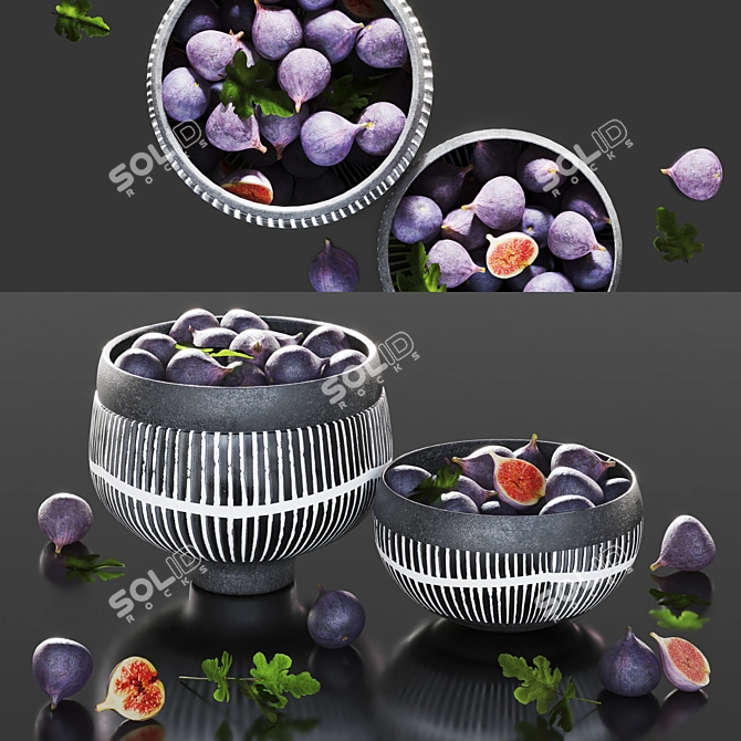 Fresh Figs Minimal Bowl Decor 3D model image 1