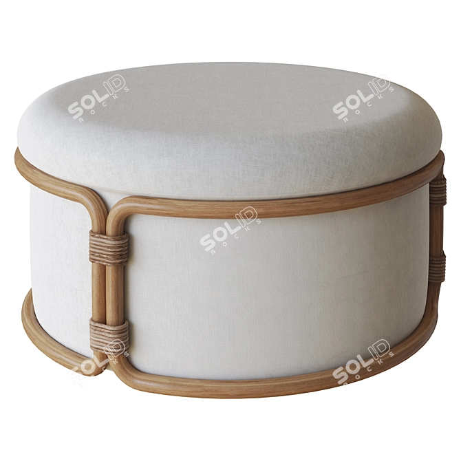 Ethimo Rattan Pouf 3D Model 3D model image 1