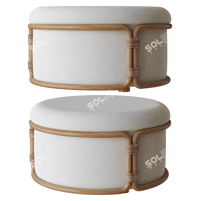 Ethimo Rattan Pouf 3D Model 3D model image 2