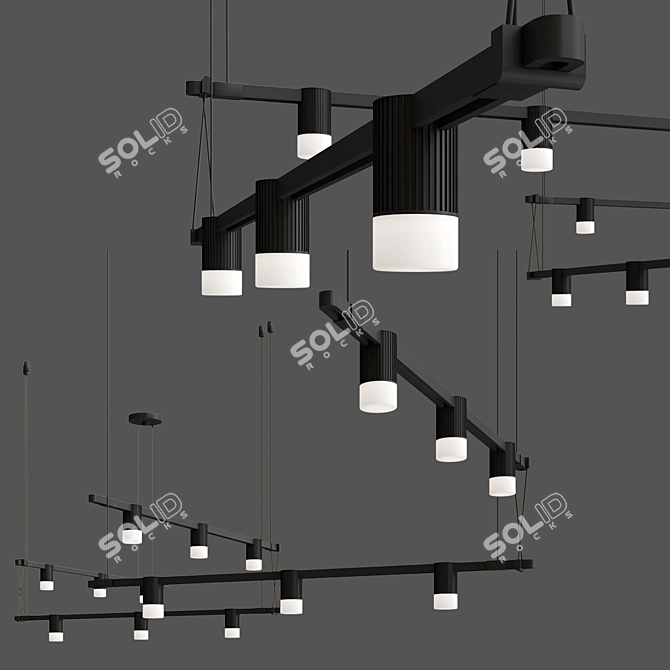 Modern Zig Zag LED Chandelier 3D model image 2