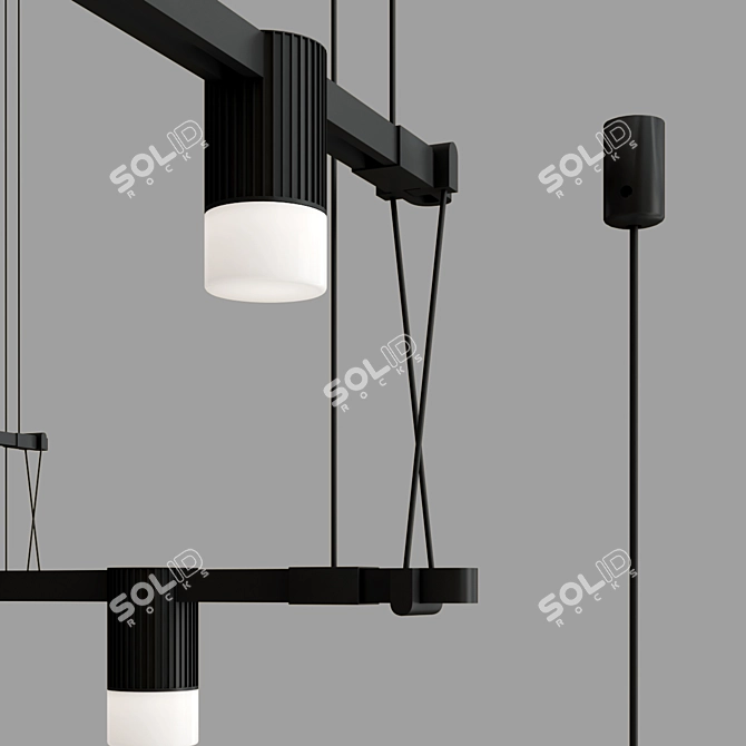 Modern Zig Zag LED Chandelier 3D model image 4