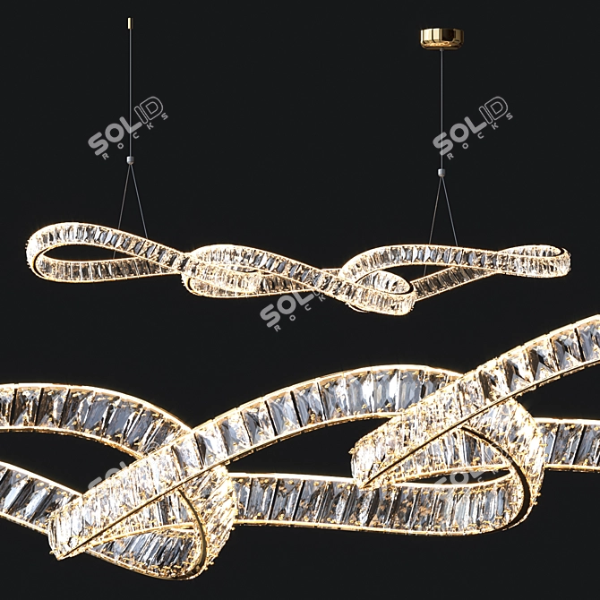 Elegant Crystal Linear Chandelier 3D model image 1