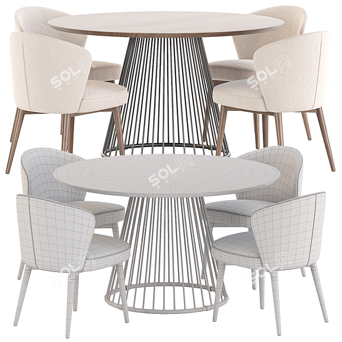 Modern Dining Set Collection: Chair & Table 3D model image 5