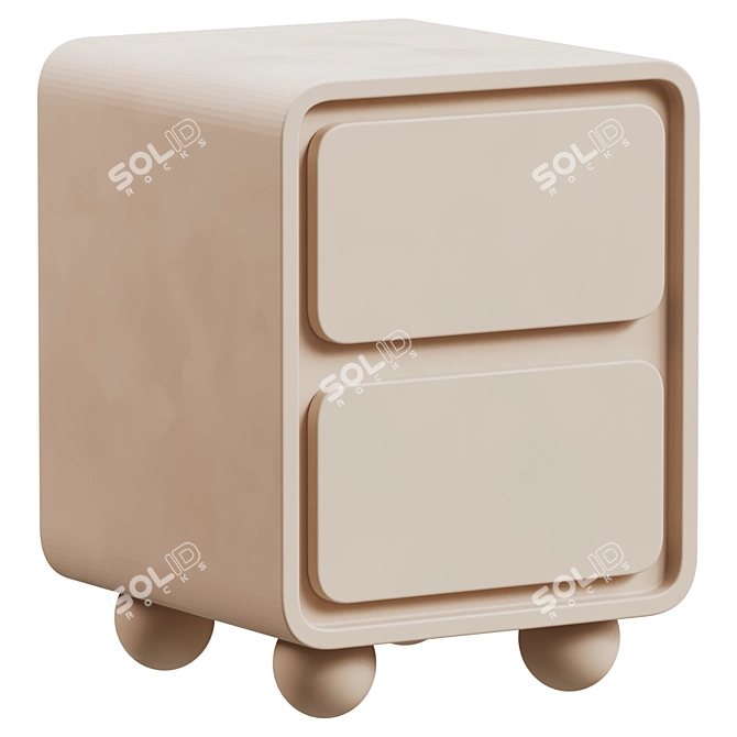 Minimalist Cobb Beige Nightstand 3D model image 1