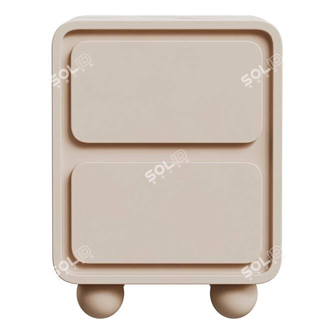 Minimalist Cobb Beige Nightstand 3D model image 2