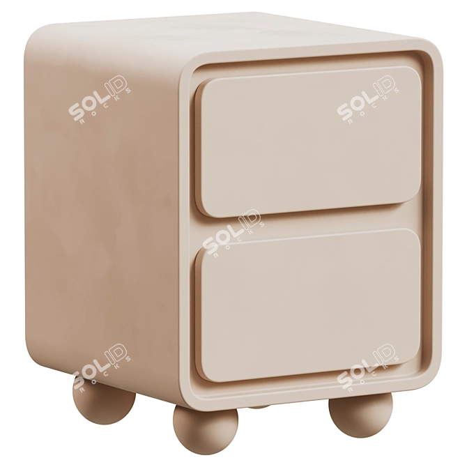 Minimalist Cobb Beige Nightstand 3D model image 4