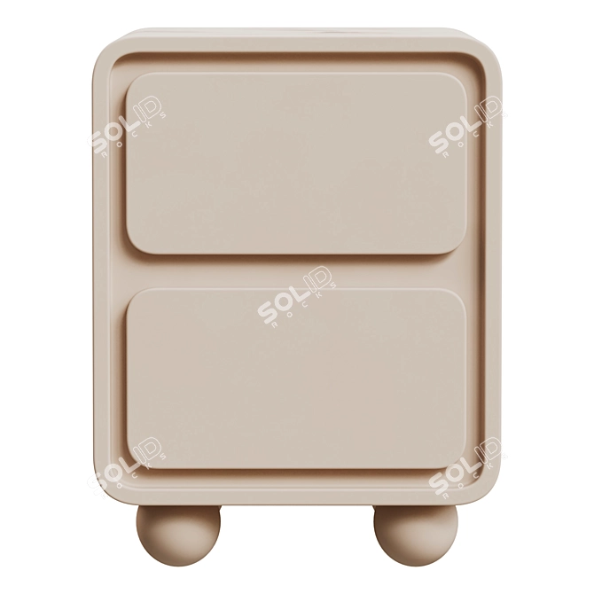 Minimalist Cobb Beige Nightstand 3D model image 5