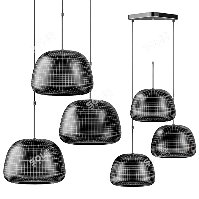  Elegance Trio Pendant Light 3D model image 3