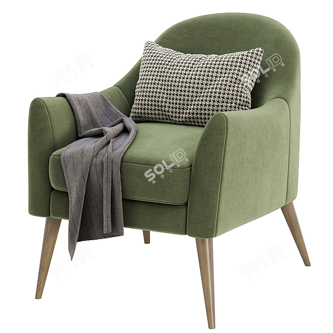 Elegant Velvet Juno Armchair 3D model image 4