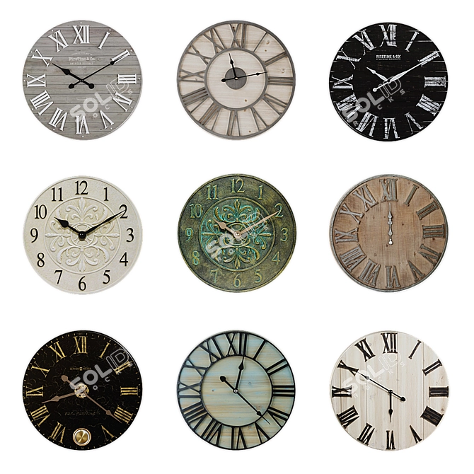 Wall Clock Collection Set 3D model image 2