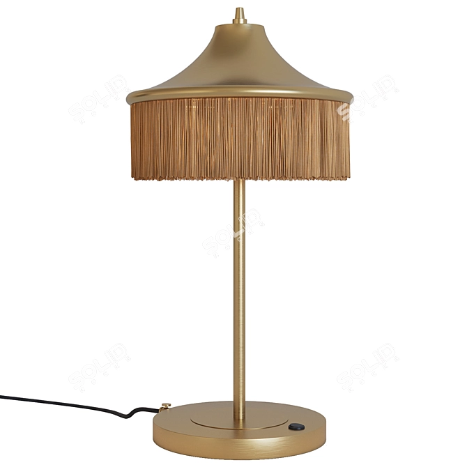 Brass & Fabric Fringe Lamp 3D model image 1