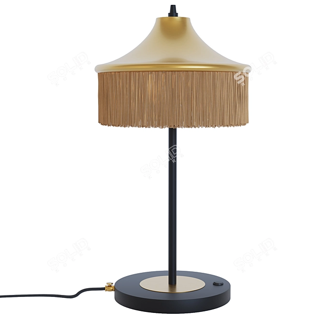 Brass & Fabric Fringe Lamp 3D model image 2