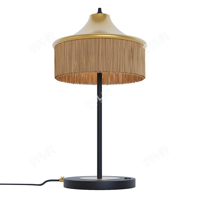 Brass & Fabric Fringe Lamp 3D model image 3