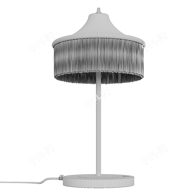 Brass & Fabric Fringe Lamp 3D model image 4