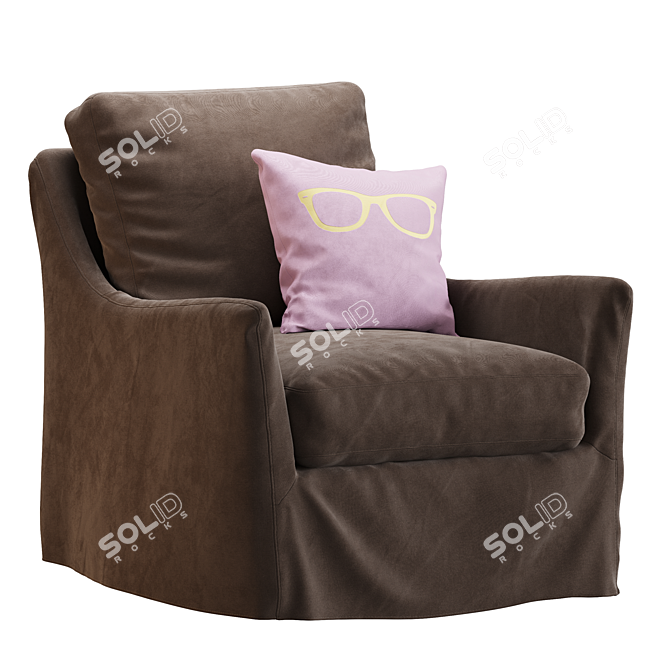 Elegant Monette Swivel Chair, Coffee 3D model image 1