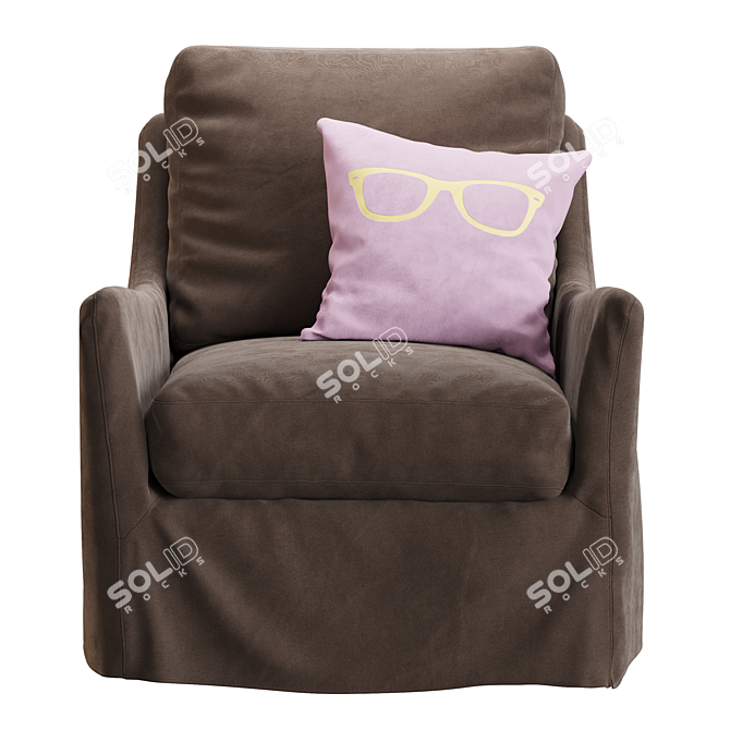 Elegant Monette Swivel Chair, Coffee 3D model image 2