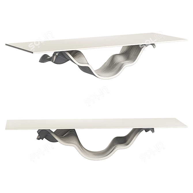 Ripple Wave Mahogany Table Miminat 3D model image 2