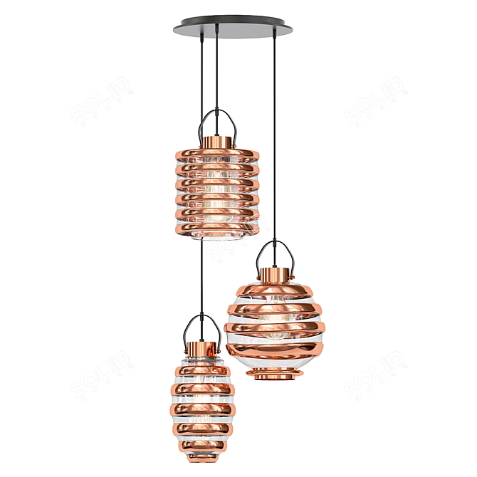 Stylish Industrial Pendant Light 3D model image 1