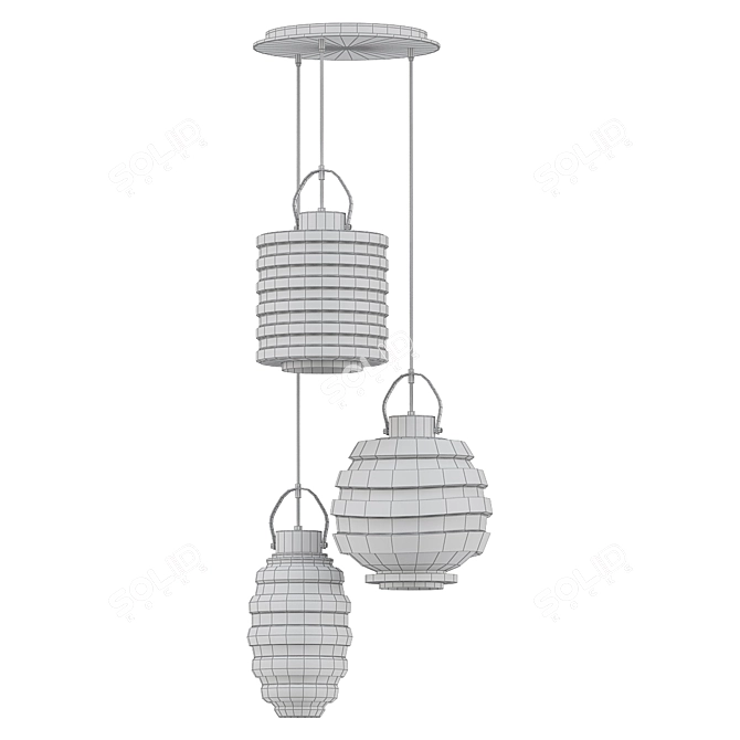 Stylish Industrial Pendant Light 3D model image 2