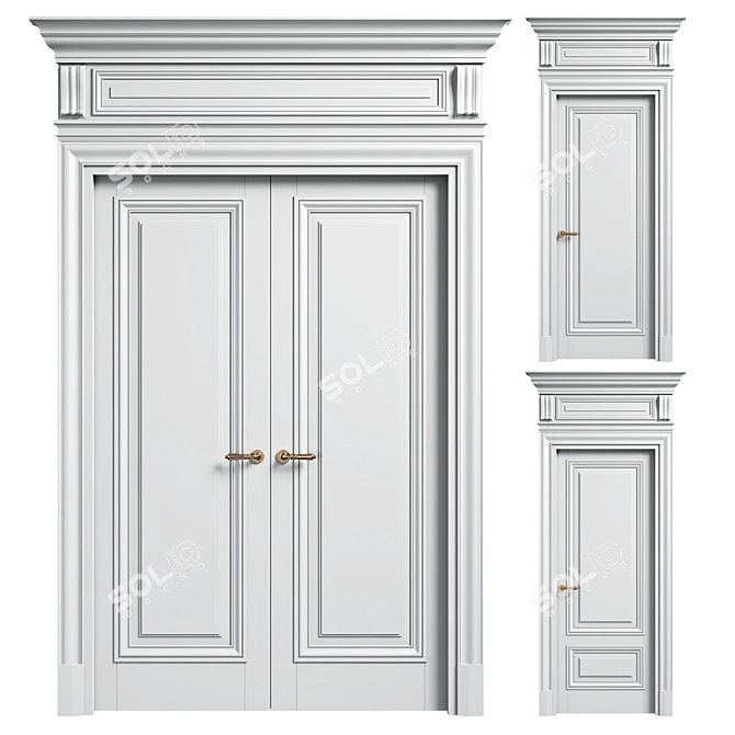 Vintage Volhovec Doors Ensemble 3D model image 1