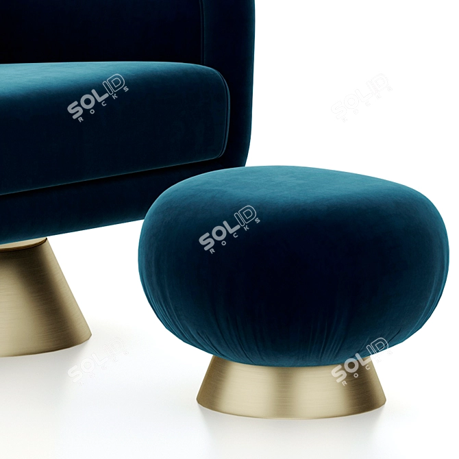 Luxury Velvet Swivel Chair Set 3D model image 4