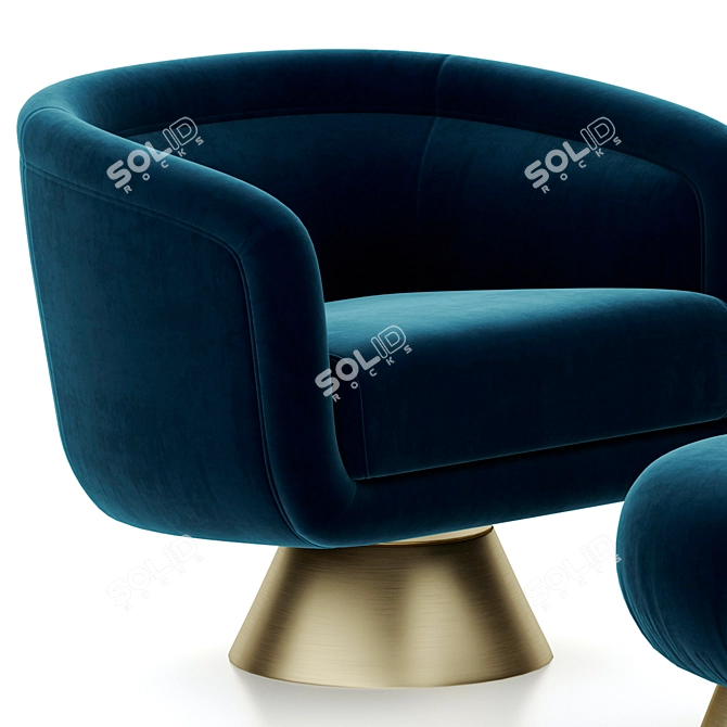Luxury Velvet Swivel Chair Set 3D model image 5