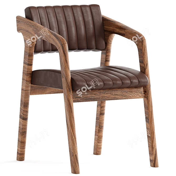 Premium Wood Sliced Leather Chair 3D model image 1