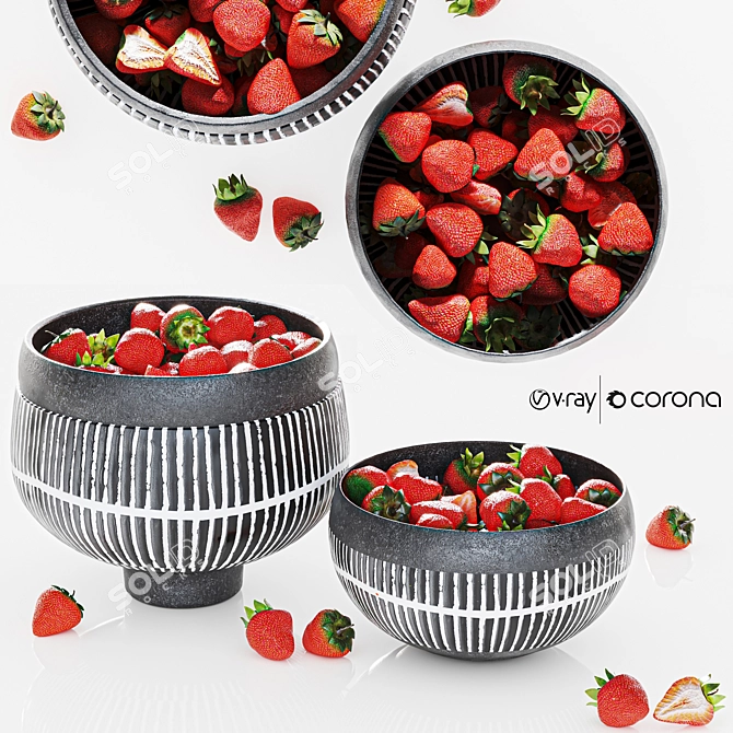 Fresh Strawberry Minimal Bowl 3D model image 1