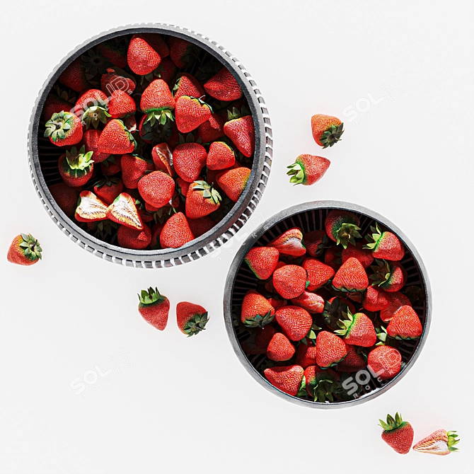 Fresh Strawberry Minimal Bowl 3D model image 2