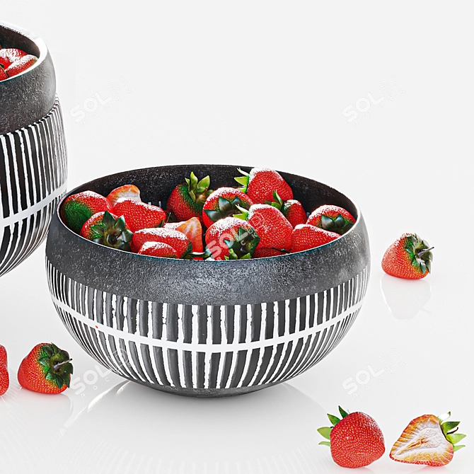 Fresh Strawberry Minimal Bowl 3D model image 4